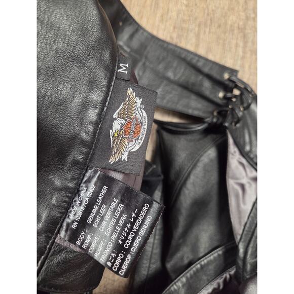 Harley Davidson 98137-08VW Horizon Embroidered Black Leather Chaps Medium - Picture 4 of 6